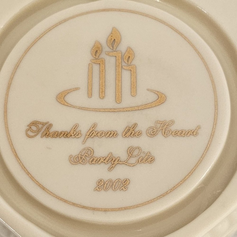 2002 Partylite Thank You From The Heart Tea Light Holder 3" toile gold lined - Picture 7 of 10